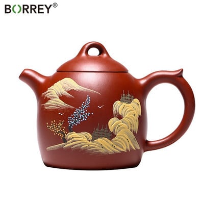 BORREY Yixing Kung Fu Zisha ceainic ceainic lucrat manual ceainic din lut violet Ceremonia ceaiului chinezesc Cadou personalizat ceainic Puer Oolong