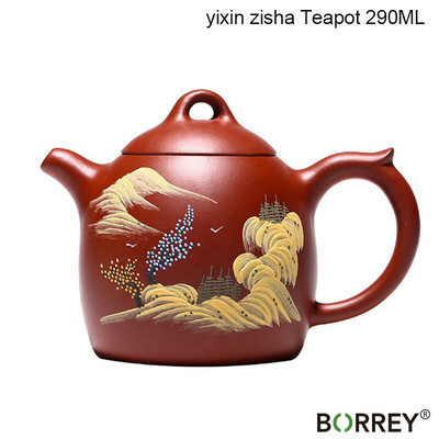 BORREY Yixing Kung Fu Zisha tējkanna ar rokām darināta tējkanna Purpura māla tējas kanna Ķīniešu tējas ceremonija pēc pasūtījuma dāvana Puer Oolong tējas kanna
