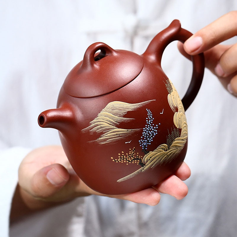 BORREY Yixing Kung Fu Zisha ceainic ceainic lucrat manual ceainic din lut violet Ceremonia ceaiului chinezesc Cadou personalizat ceainic Puer Oolong