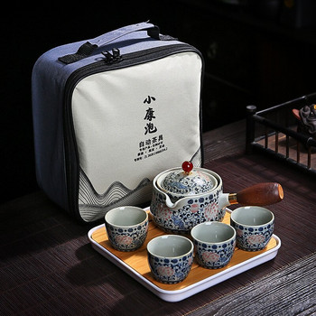 Уникални сервизи за чай Цветя Изискана форма за смилане на камък Ръчно изработена кана за чай Комплект чаши Подарък за китайска чаена церемония GungFu Чаша за чай Чая