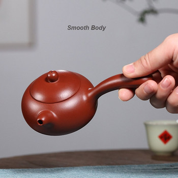 BORREY 170ML Чайник Китайски Yixing Zisha Глинена керамика Ръчно изработена кана за чай Керамика Голяма червена торбичка Кал Кунгфу Чайник Сферичен филтър