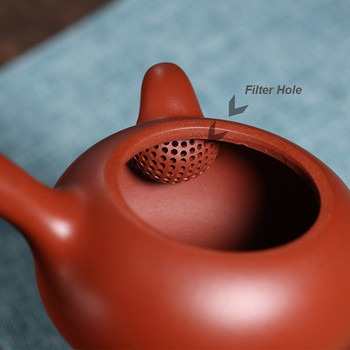 BORREY 170ML Чайник Китайски Yixing Zisha Глинена керамика Ръчно изработена кана за чай Керамика Голяма червена торбичка Кал Кунгфу Чайник Сферичен филтър