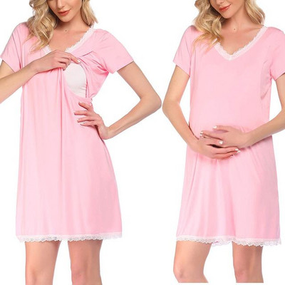 Дамска нощница с дантела за кърмачки