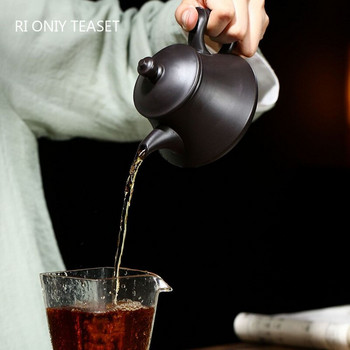 200 мл класически лилав глинен чайник Yixing Сурова руда Черна кал Филтър Чайник Ръчно изработен чайник Zisha Красота Персонализиран сервиз за чай Подаръци