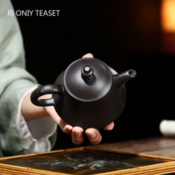 200 мл класически лилав глинен чайник Yixing Сурова руда Черна кал Филтър Чайник Ръчно изработен чайник Zisha Красота Персонализиран сервиз за чай Подаръци