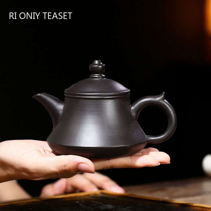 200 ml Classic Yixing Purple Clay teáskanna nyers érc fekete iszapszűrős teáskanna kézzel készített Zisha szépség vízforraló testreszabott teáskészlet ajándékok