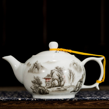 Китай Синьо-бял тънък порцеланов чайник Голям капацитет 320ML 1L Керамичен чайник Традиционен китайски сервиз за чай