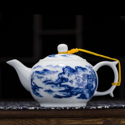 Ceainic din porțelan subțire, albastru și alb, de mare capacitate, 320ML, 1L, ceainic din ceramică, set de ceai tradițional chinezesc