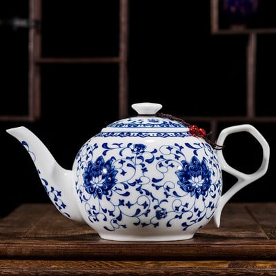 Ceainic din porțelan subțire, albastru și alb, de mare capacitate, 320ML, 1L, ceainic din ceramică, set de ceai tradițional chinezesc