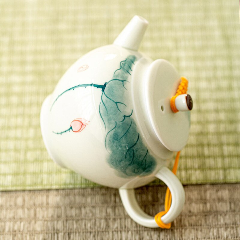 150 ml-es retro kézzel festett lótusz kerámia teáskanna szűrővel Kung Fu teamester edények fehér jade porcelán bögre Háztartási kiegészítők