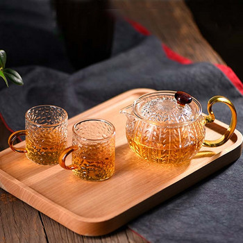 BORREY Шарен чайник от боросиликатно стъкло Чаша за чай с държач за дръжка Топлоустойчива кана за чай от свободни листа Инструмент Чайник Комплект чайници