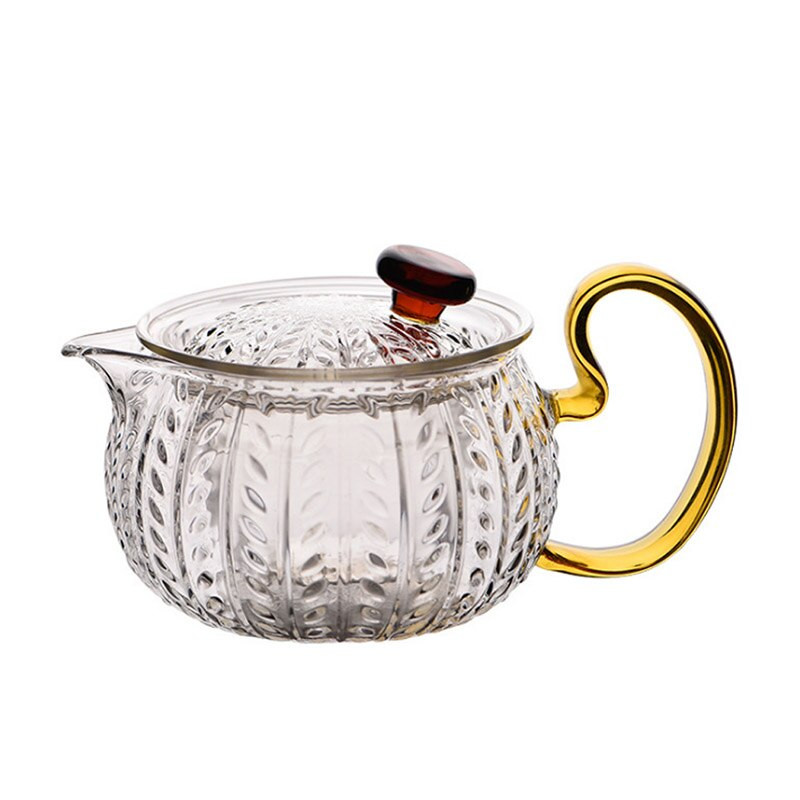 BORREY mintás boroszilikát üveg teáskanna teáscsésze fogantyús tartóval, hőálló laza levelű teáskanna eszköz vízforraló készlet teásedény