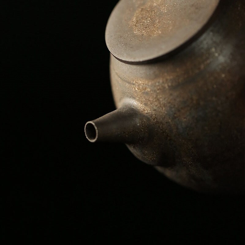 Oală de aurire retro în stil japonez de 200 ml, ceramică grosieră, partea personală a oalei, ceainic lucrat manual Puer, ceainic, decorare pentru birou