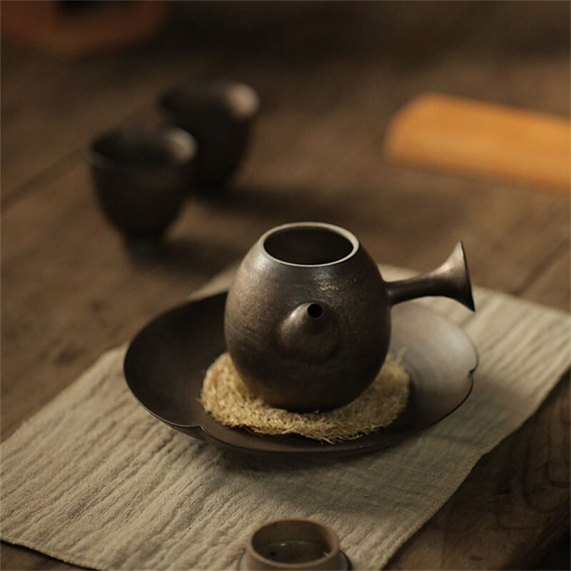 Oală de aurire retro în stil japonez de 200 ml, ceramică grosieră, partea personală a oalei, ceainic lucrat manual Puer, ceainic, decorare pentru birou