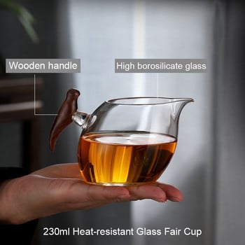 BORREY Топлоустойчив стъклен чайник Справедлива чаша Chahai Ръчно изработени кунг-фу чаши за чай Прозрачен стъклен комплект за чай Gongdao Чаша Чай прибори