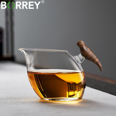 BORREY karščiui atsparus stiklinis arbatinukas Fair Cup Chahai Rankų darbo Kung Fu arbatos puodeliai Skaidrus stiklinis arbatos rinkinys Gongdao puodelio arbatos indai