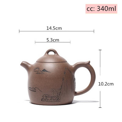 Kínai Yixing teáskanna teaszertartási kellékek Boutique Purple Clay Xishi teáskanna kézzel készített teaedény Ore Beauty Kettle Master 340 ml