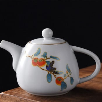 Китайски ръчно рисуван керамичен чайник Китайски принадлежности за чаена церемония Ръчно изработен порцеланов чайник Автентичен сервиз за чай Чайник 180 мл