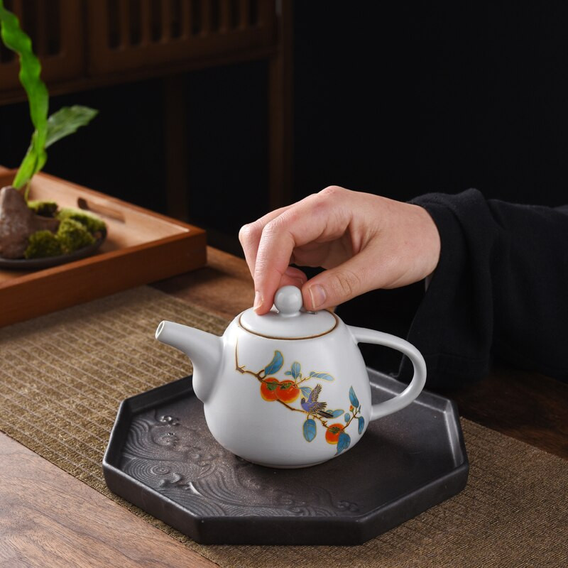 Kínai, kézzel festett kerámia teáskanna Kínai teásszertartás kellékek kézzel készített porcelán teáskanna hiteles teáskészlet vízforraló 180 ml