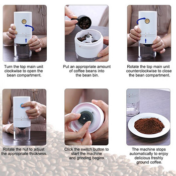 2022 Νέος ηλεκτρικός μύλος καφέ USB Επαναφορτιζόμενη φορητή καφετέρια Αυτόματος μύλος Καφεκοπτεία Μηχανή εσπρέσο στο σπίτι Ταξίδι
