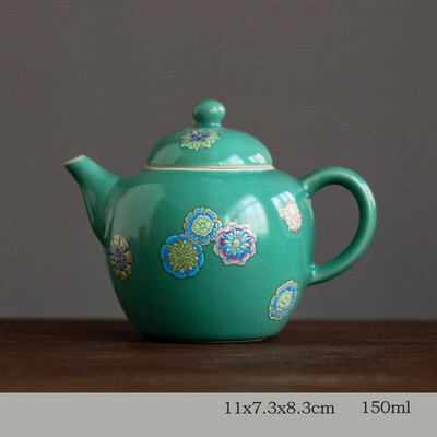 Kreatív türkiz zöld teáskanna kézzel készített kerámia teáskanna Boutique vízforraló kínai teaszertartás személyre szabott otthoni dekoráció 150 ml