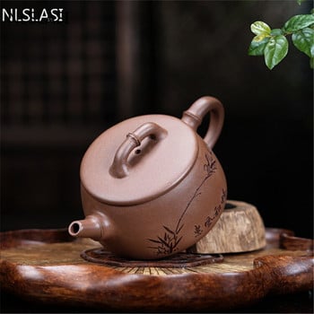 Автентичен чайник Yixing лилава глина Каменна лъжичка чайник красавици чайник Китайски ръчно изработен сервиз за чай Персонализирани подаръци 240 ml