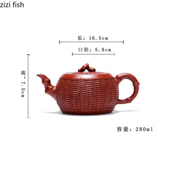 280 мл чайник Китай лилав глинен чайник Yixing Ръчно изработен лилав глинен чайник Чайник Чайник Инструменти за приготвяне на чай Чайник Занаяти Подарък
