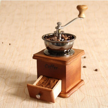 Класическа дървена ръчна кафемелачка Мелничка за подправки на кафе на зърна