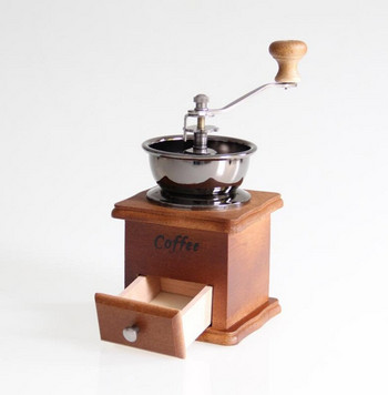 Κλασική Ξύλινη Χειροκίνητη Μύλος Καφέ Μύλος μπαχαρικών με κόκκους καφέ