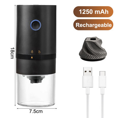 2022-es elektromos kávédaráló, automata szemesdaráló, hordozható eszpresszógép, utazási USB újratölthető kávébabdaráló
