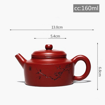 WSHYUFEI Ceainic chinezesc Yixing Zisha Celebrul ceainic sculptat Dahongpao Set de ceai purpuriu din argilă purpură, ceainic de uz casnic 160 ml
