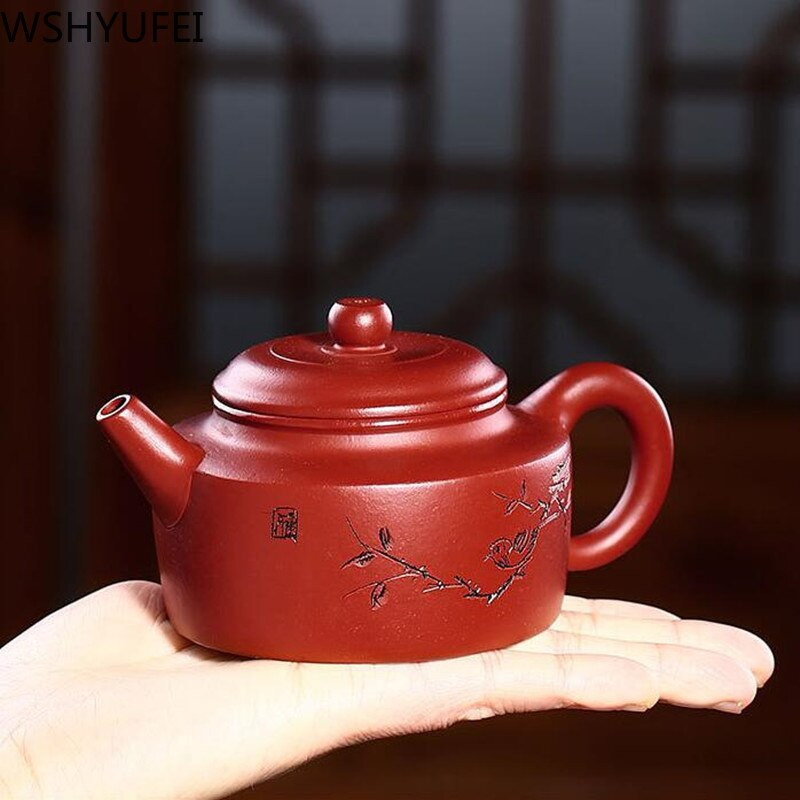 WSHYUFEI Ceainic chinezesc Yixing Zisha Celebrul ceainic sculptat Dahongpao Set de ceai purpuriu din argilă purpură, ceainic de uz casnic 160 ml