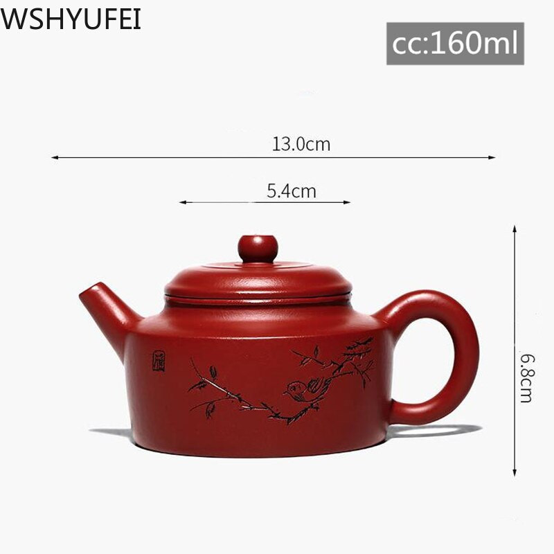 WSHYUFEI Ceainic chinezesc Yixing Zisha Celebrul ceainic sculptat Dahongpao Set de ceai purpuriu din argilă purpură, ceainic de uz casnic 160 ml