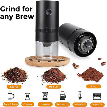 Преносима електрическа кафемелачка Автоматични мелнички за кафе на зърна Кафемелачки Burr за капково/еспресо/френска преса USB зареждане