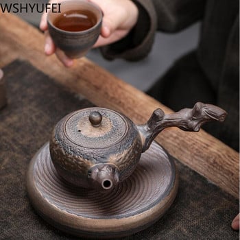 Нов китайски керамичен чайник Керамична странична дръжка Чайник Ръчно изработен чайник Античен чайник Подаръци за чаена церемония 220 ml