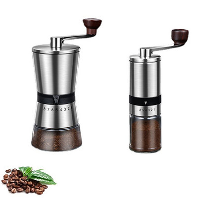 Rasnita de cafea manuala portabila pentru casa Macinata fina din otel inoxidabil Rasnita de cafea manuala ceramica 6/8 setari reglabile
