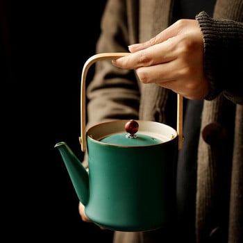PINNY 380ML груба керамика в японски стил Girder Teapot Ретро керамичен кунг-фу чайник Пигментиран сервиз за чай