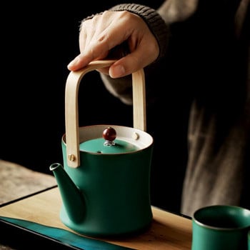 PINNY 380ML груба керамика в японски стил Girder Teapot Ретро керамичен кунг-фу чайник Пигментиран сервиз за чай