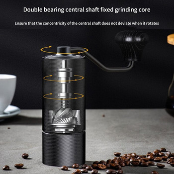Αναβάθμιση χειροκίνητου μύλου καφέ CNC Πυρήνα λείανσης από ανοξείδωτο χάλυβα ​Διπλό ρουλεμάν ρυθμιζόμενο Επαγγελματικό τρίψιμο κόκκων καφέ