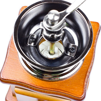 Мелничка за кафе на зърна Кафемашина Мелничка за мелница за подправки Дървен метален дизайн Ретро мини ръчна кафемелачка Ръчно изработена машина