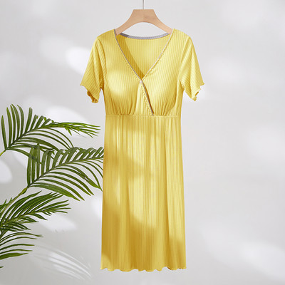 Camasa de noapte de dama model nou cu decolteu ascutit - potrivita pentru mamicile care alapteaza