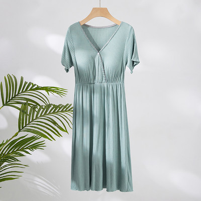 Camasa de noapte de dama model nou cu decolteu ascutit - potrivita pentru mamicile care alapteaza