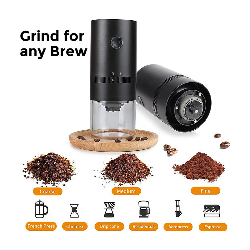 Hordozható elektromos kávédaráló kúpos maró kávédaráló kávébab daráló eszpresszó csepegtető öntéshez francia prés alá