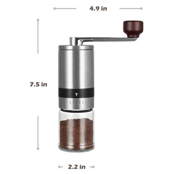 Home Portable Manual Coffee Grinder - Hand Coffee Mill with Ceramic Burrs 6 Adjustable Settings - Portable Hand Crank Tools