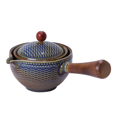 Set de ceai chinezesc portabil Gongfu Kung Fu, ceainic rotativ 360, aparat de ceai din ceramică, infuzor semi-automat, ceainic pentru biroul acasă