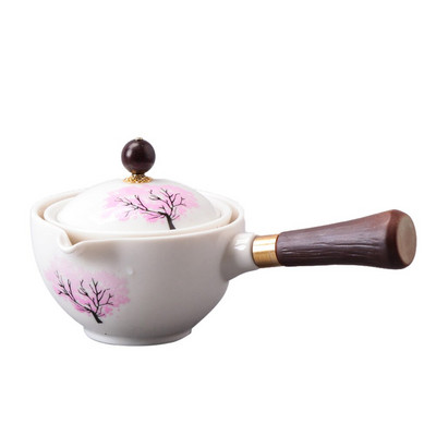 Set de ceai chinezesc portabil Gongfu Kung Fu, ceainic rotativ 360, aparat de ceai din ceramică, infuzor semi-automat, ceainic pentru biroul acasă