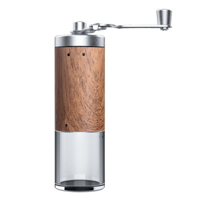 Hordozható fa szemcsés kézi kávédaráló ezüst rozsdamentes acél aeropress eszpresszó daráló kávébab sorja daráló kézi hajtókar