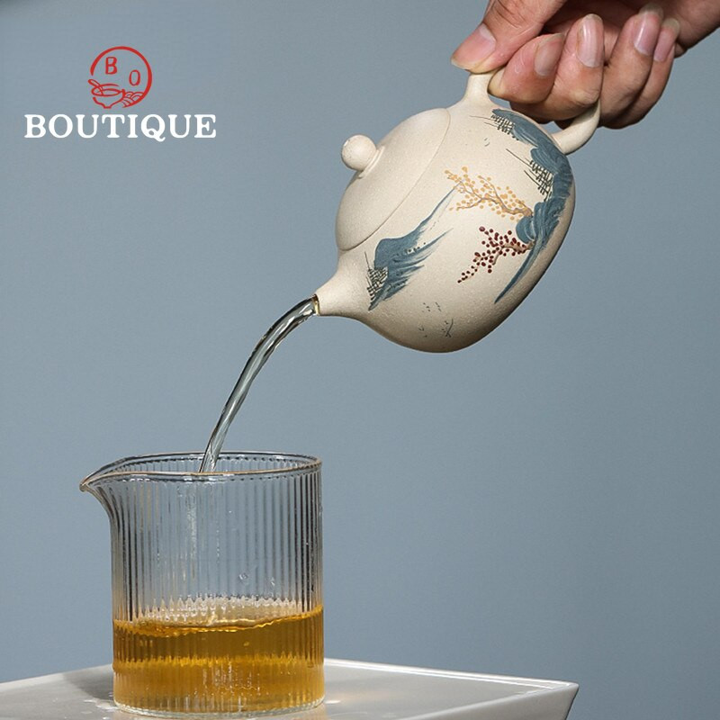 Ceainic chinezesc Yixing violet din lut de 270 ml, minereu brut, noroi alb, ceainic Xishi, fierbător de frumusețe Zisha, set de ceai personalizat.