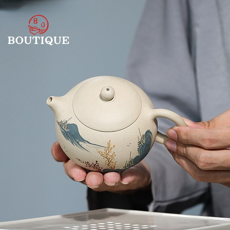 Ceainic chinezesc Yixing violet din lut de 270 ml, minereu brut, noroi alb, ceainic Xishi, fierbător de frumusețe Zisha, set de ceai personalizat.