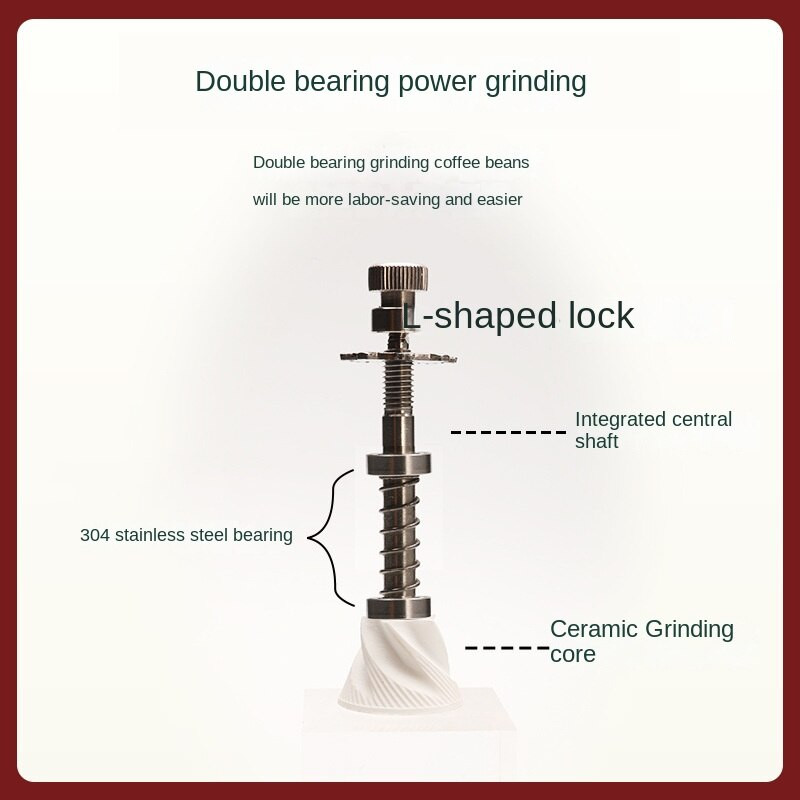 Rankinis šlifavimo aparatas Dvigubas guolis, taupantis darbą rankinis kavos pupelių malūnėlis Keraminis judesys Rankinis šlifavimas Kavos aparatas